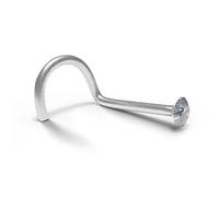 Monster Piercing Diente de oro blanco de 9 K conjunto 2,5 MM redonda nariz de piedra de la CZ 20 calibrador tornillo de perforaci?n de la fosa nasal