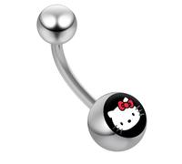 Monster Piercing Hello Kitty sobre Fondo Acero quirúrgico 316L Calibre 14 Banana Belly Bar Joyería