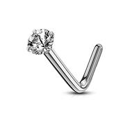 Monster Piercing Juego de Garras 3MM CZ Redondo Piedra 20 Calibrador 316L Acero quir?rgico L Forma Nariz Stud Piercing Joyer?a