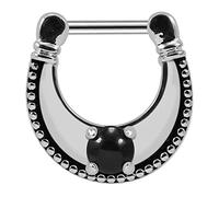 Monster Piercing Juego de Garras con Piedra de ónix oxidada, diseño de Puntos Tribales de Acero quirúrgico 316L, Calibre 16, Piercing para la Nariz, Acero, Piedra, Sin Piedra