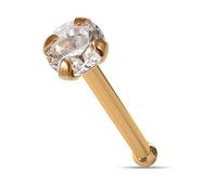 Monster Piercing Juego de Garras de Oro Rosa de 9 Quilates, Piedra de circonita Redonda de 3 mm, Calibre 22, joyería para Piercing de Nariz, Hueso