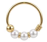 Monster Piercing Perla Triple de Oro Amarillo Macizo de 9 Quilates Anillo de aro de Calibre 22 Anillo de Nariz con Piercing Joyer?a de Piercing de Nariz