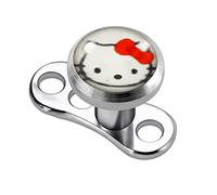 Monster Piercing Piercing de Acero quirúrgico 316L con Base de Titanio de Grado G23, diseño de Hello Kitty, 5 mm, Color Blanco, Titanio Acero Inoxidable Plata de Ley