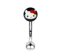 Monster Piercing Piercing para Cejas de Acero quirúrgico 316L con Logotipo de Hello Kitty sobre Fondo Negro