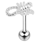 Monster Piercing Piercing para Lengua de Acero quirúrgico 316L con Parte Superior de escorpión de Plata de Ley con Calibre 14