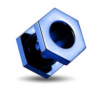 MONSTER PIERCING Túnel hexagonal anodizado azul de 4 mm, dilatadores de oreja y túneles de acero, se vende por pieza, Acero aleado