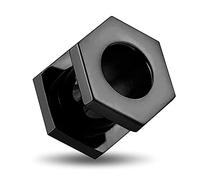 MONSTER PIERCING Túnel hexagonal anodizado negro de 4 mm - Túnel de calibre externo - dilatadores de oreja - tapones y túneles de acero - se vende por pieza, Acero aleado