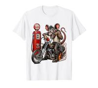 Monster Rat Biker Gasolinera Motocicleta Chopper Art Camiseta gráfica económica, Hombre, Blanco, M