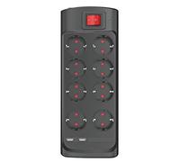 Monster - Regleta - 8 Veces + 2 USB con Interruptor - 1.8m - Negro