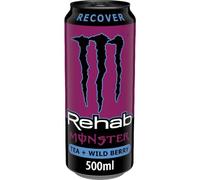 Monster Rehab Tea + Wild Berry, Bebida Energética, 12 x 500 ml | Bebida energética sin gas con sabor a frutos rojos, electrolitos y vitaminas B