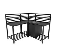 Monster Shop Cocina Exterior con Fregadero para Jardín o Terraza - Modular de Aluminio de 3 Piezas, Mueble Cocina Exterior para Barbacoa, Terraza, Patio o Jardín