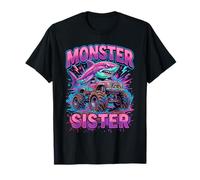Monster Sister Shark Truck Funny Pink Sibling Camiseta