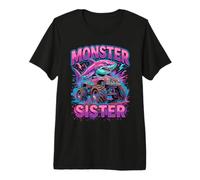 Monster Sister Shark Truck Funny Pink Sibling Camiseta Premium