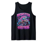 Monster Sister Shark Truck Funny Pink Sibling Camiseta sin Mangas