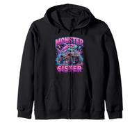 Monster Sister Shark Truck Funny Pink Sibling Sudadera con Capucha