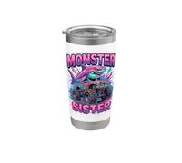 Monster Sister Shark Truck Funny Pink Sibling Vaso térmico de acero inoxidable de doble pared