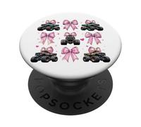 Monster Truck 4 Wheeler Offroad Girl Coquette Bow Pink Mom PopSockets PopGrip Adhesivo