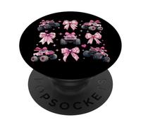 Monster Truck 4 Wheeler Offroad Girl Coquette Bow Pink Mom PopSockets PopGrip Adhesivo