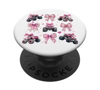 Monster Truck 4 Wheeler Offroad Girl Coquette Bow Pink Mom PopSockets PopGrip Adhesivo