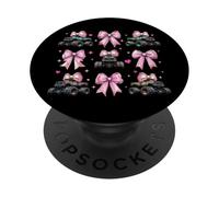 Monster Truck 4 Wheeler Offroad Girl Coquette Bow Pink Mom PopSockets PopGrip Adhesivo