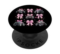 Monster Truck 4 Wheeler Offroad Girl Coquette Bow Pink Mom PopSockets PopGrip Adhesivo