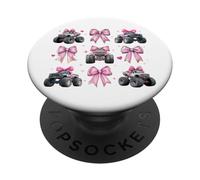 Monster Truck 4 Wheeler Offroad Girl Coquette Bow Pink Mom PopSockets PopGrip Adhesivo