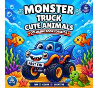 Monster Truck Cute Animals Coloring Book for Kids Ages 4-10: Fun and Easy Coloring Pages for Boys and Girls