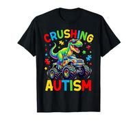 Monster Truck Dinosaur Crushing Autism Awareness Camiseta
