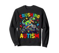 Monster Truck Dinosaur Crushing Autism Awareness Sudadera