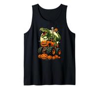 Monster Truck Dinosaur Trex Esqueleto Calabaza Halloween Camiseta sin Mangas