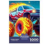 Monster Truck flameante Rompecabezas Buggy de Playa 3 Capas Cartón 1000 PC, Imposible Duro, Entrenamiento Lógico, Alivio Estrés, Regalo Coleccionista Familiar 70x50cm/1000pcs