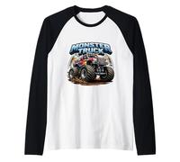 Monster Truck Lover Entusiasta Hombres Niños Neumáticos Grandes Cool Camiseta Manga Raglan