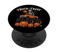 Monster Truck Or Treat Halloween Esqueleto Calabaza niños niñas PopSockets PopGrip Adhesivo