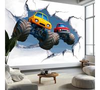 Monster Truck - Papel pintado (3D, agujero 400 x 280 cm, papel pintado panorámico, blanco, foto de pared para sala de estar, dormitorio, dormitorio infantil, decoración de fondo de TV, restaurante de