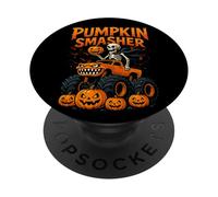 Monster Truck Pumpkin Smasher Halloween Esqueleto niños niñas PopSockets PopGrip Adhesivo