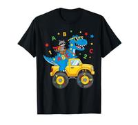 Monster Truck Raccoon Riding Dino Back to School Funny ABC Camiseta