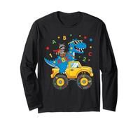 Monster Truck Raccoon Riding Dino Back to School Funny ABC Manga Larga