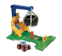 Hot Wheels Monster Trucks Arena Smashers Reto de Rhinomite Pista para Coches de Juguete con 1 vehículo, obstáculo y 2 Coches aplastados, +3 años (HTP18)