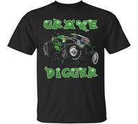 Monster Truck Shirt Grave Green Digger Racing tee T Shirt Men's Tops tee Black L
