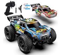 Monster truck teledirigido, 1:18, coche teledirigido a partir de 3 años, 20 km/h, camión monstruo teledirigido con luz de carrocería/dos carcasas, 2,4 GHz, Monster Truck teledirigido a partir de 4, 6