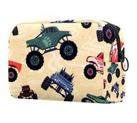 Monster Trucks - Bolsa de cosméticos de coche para mujer, bolsa organizadora de maquillaje grande con cremallera, multicolor, 18.5x7.5x13cm/7.3x3x5.1in, Neceser