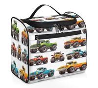 Monster Trucks - Neceser de viaje de dibujos animados para mujeres, hombres, niños, niñas, niños, 11.2 L, bolsa de maquillaje grande para colgar artículos de tocador, bolsa de ducha, color, Big,