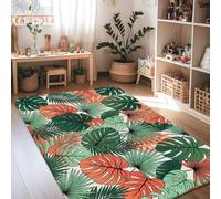 Monstera - Alfombra de área tropical moderna, helecho de palmera verde, de pelo bajo, esponja de pelo bajo, alfombra rectangular para sala de estar, dormitorio, cocina, pasillo, decoración de 4 x 6