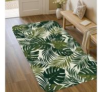 Monstera - Alfombra de área tropical natural con hojas de palma de verano, antideslizante, suave, resistente a las manchas, para baño, lavandería, cocina, entrada, decoración de 3 x 5 pies