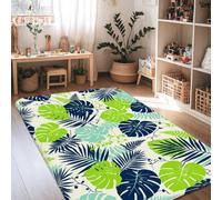 Monstera - Alfombra rectangular para sala de estar, dormitorio, debajo de la mesa, comedor, decoración de 4 x 6 pies, color verde