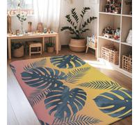 Monstera - Alfombra tropical moderna con diseño de hojas de helecho, color amarillo, antideslizante, para el hogar, sala de estar, dormitorio, aula, universidad, dormitorio, decoración de 4 x 6 pies
