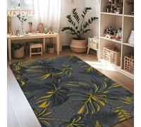 Monstera - Alfombra tropical moderna con diseño de hojas de helecho, color gris, antideslizante, para interiores, no se desprenden, para sala de estar, dormitorio, aula, apartamento, decoración de 4 x