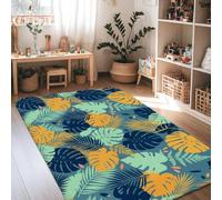 Monstera - Alfombra tropical moderna con hojas de helecho, color verde, antideslizante, resistente a la decoloración, para sala de estar, dormitorio, cocina, pasillo, decoración de 4 x 6 pies