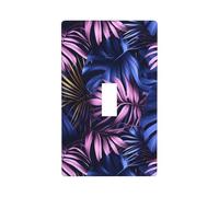 Monstera - Cubierta decorativa para interruptor de luz azul y rosa con hojas de palmera, 1 banda, placa de pared para cocina, granja, dormitorio, baño, decoración artística