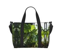 Monstera Deliciosa Banana Palm Print - Bolsa de gimnasio para mujer, bolsa de fin de semana, bolsa de artículos personales, bolsa de hombro para mujeres y hombres, Negro -, Talla única